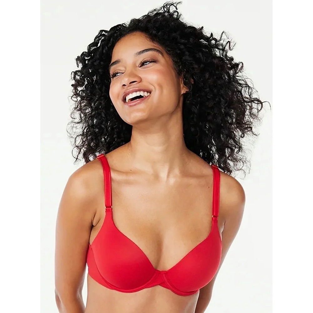 Joyspun Red T-Shirt Bra Padded Underwire Adjustable Straps 36B JS658‎